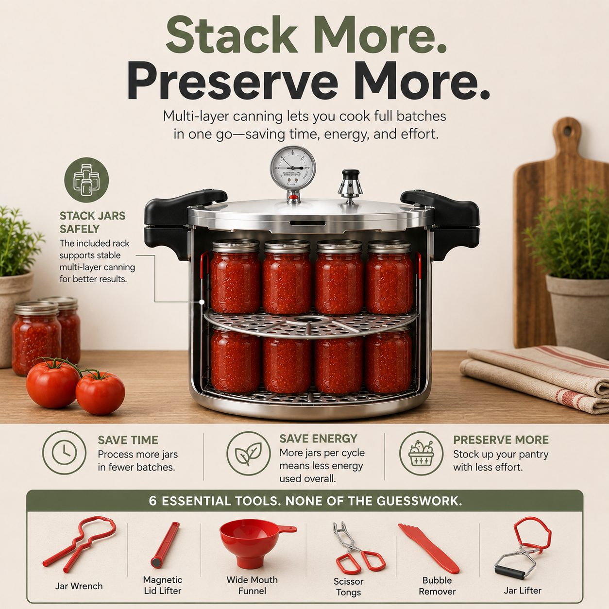 Stack More. Preserve More. Multi-layer canning.